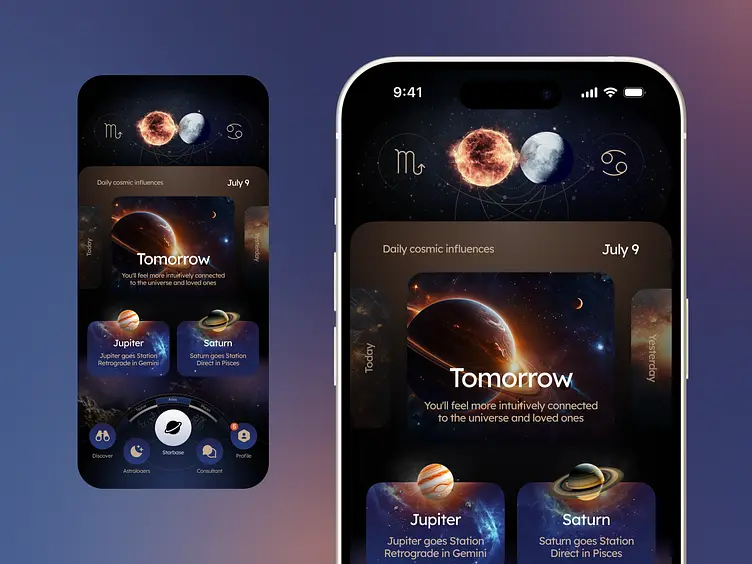金沙娱乐城星空主题APP界面展示